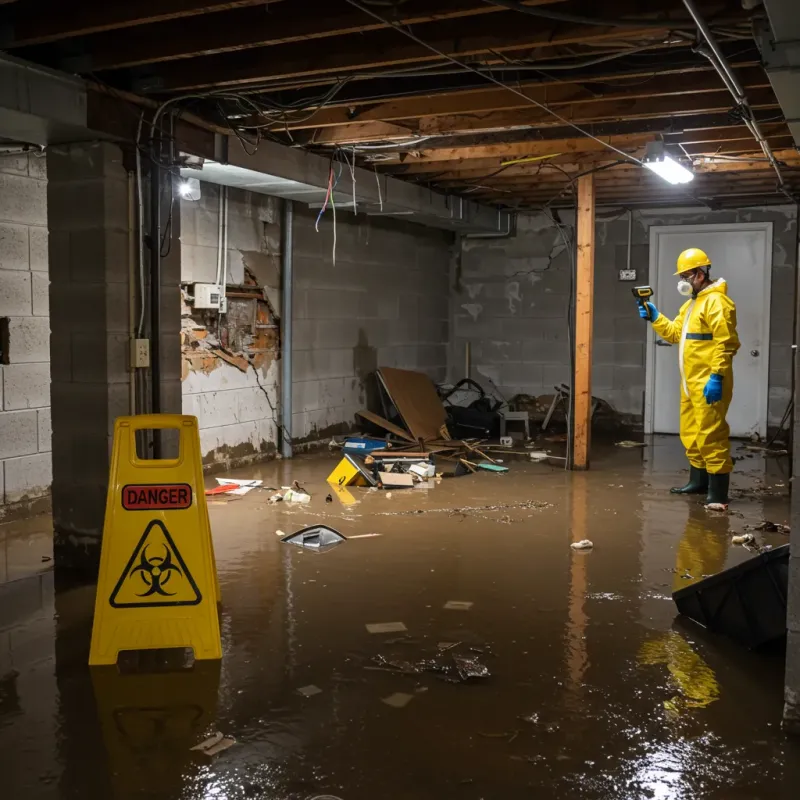 Flooded Basement Electrical Hazard in Beaverton, MI Property