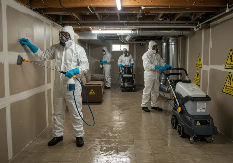 Basement Moisture Removal and Structural Drying process in Beaverton, MI